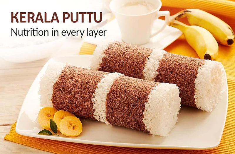 Stainless Steel Puttu Maker/Puttu Kudam with Steamer Plate,Steel Stick and Lid- 1 Unit - Long - 7 Inch