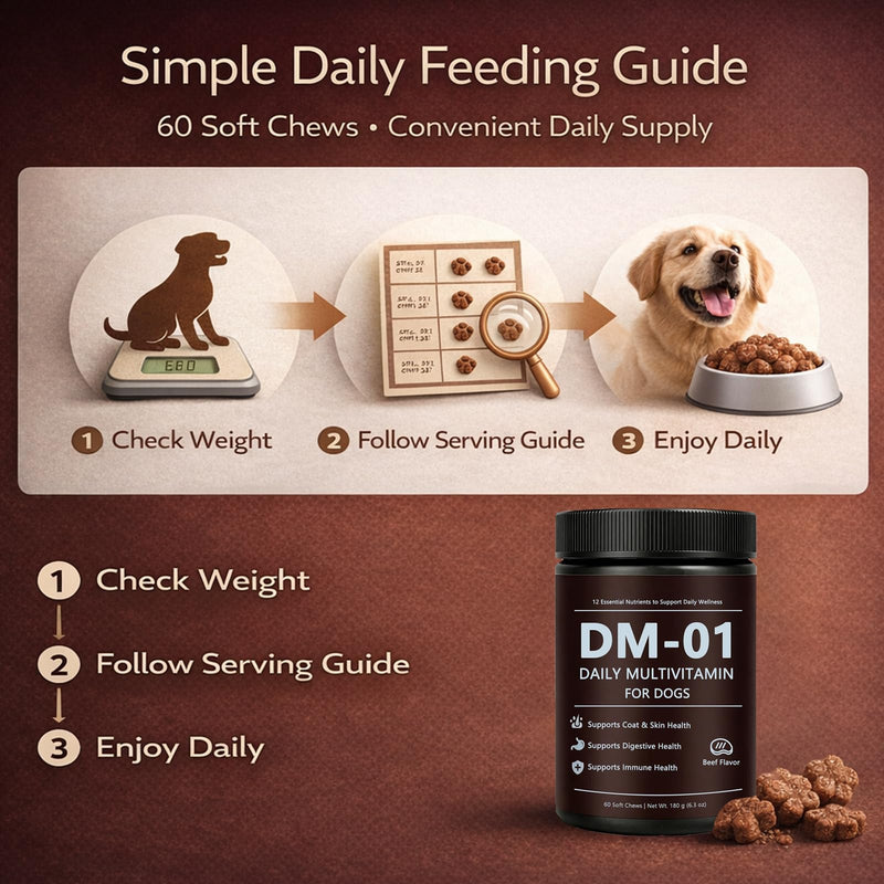 Multivitamin for Dogs, Daily Nutrient Supplement with 12 Essential Nutrients, Soft Chews with Beef Flavor, Designed for Everyday Wellness — 60 Soft Chews (1) 1