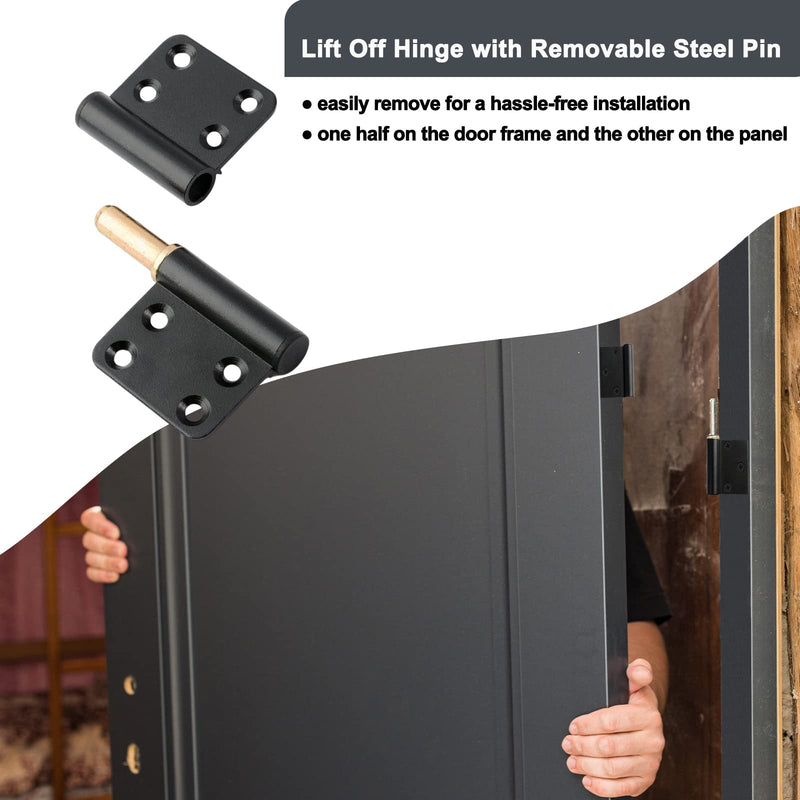6 Pcs 4 Inch Lift Off Hinges Flag Hinges Black Door Hinge Removable Hinges 3 left + 3 right