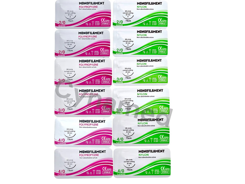 Premium Practice Sutures |Sutures Thread with Needle (24 Mixed 2/0,3/0,4/0) | for Nursing & Veterinary Students Suture Training | Suture Kit Companion | Demonstration & Student Use Only