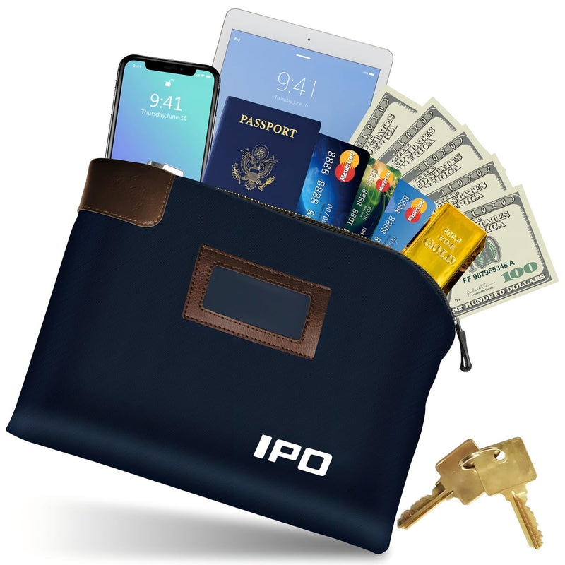 Waterproof Cash Bag with Lock and 2 Keys, 11 x 8.6 Inches, Canvas Documents Bag, Money Bank Deposit Bag with Zipper, Durable Leatherette Money Cash Coin Check Wallet Pouch for Men & Women 11 x 8.6 Inches (1 Pack) Blue