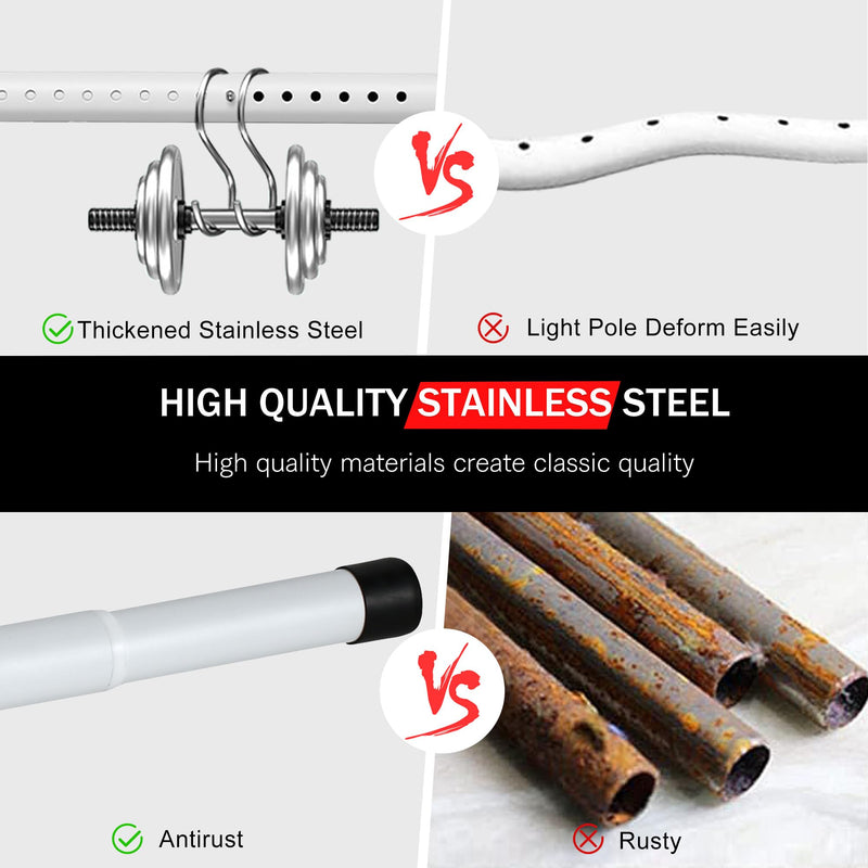 Sliding Door Security Bar, 17.1-40 inches Adjustable Sliding Glass Patio Door Security Bar, White Sliding Door Lock Bar with Rubber Tips, 1.25 inch Diameter Window Security Bar for Home