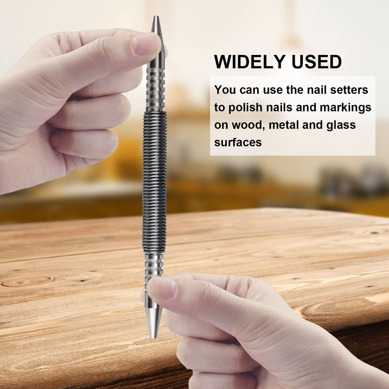 2 Pieces Dual Head Nail Setter Spring Loaded Nail Set Spring Nail Punch Hammerless Tool Kit 3/32″& 1/8″ Tools 3500 PSI Striking Force Counter Punch 3/32 1/8