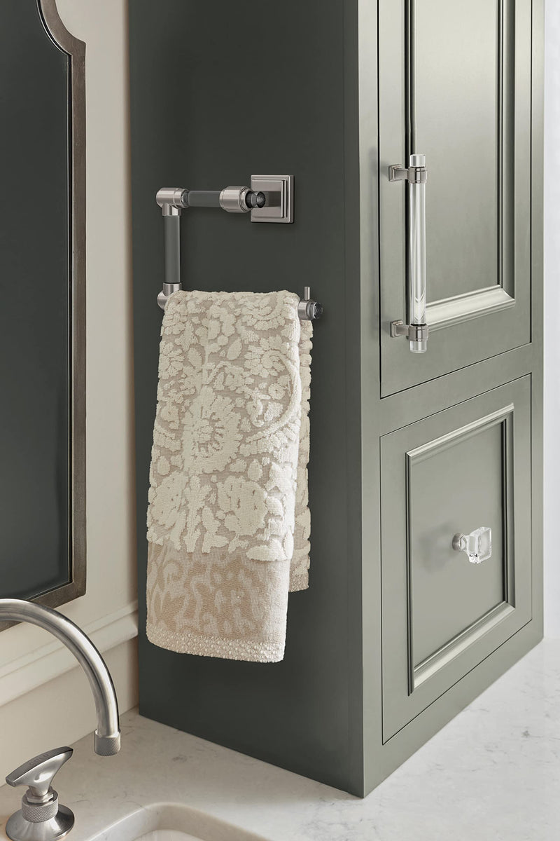 Amerock BH36062CG10 | Clear/Brushed Nickel Towel Ring | 5-7/16 inch (138 mm) Width Towel Holder | Glacio | Hand Towel Holder for Bathroom Wall | Small Kitchen | Bath Accessories