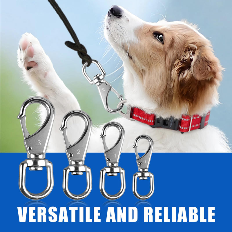KINLINK 304 Stainless Steel Swivel Snap Hooks, 4 Pack 2.7 Inch Flag Pole Clips, Heavy Duty Spring Snap Hooks for Flagpole Rope, Dog Leash, Keychain, Boat Anchor Rope, Bird Feeder 0#2.7