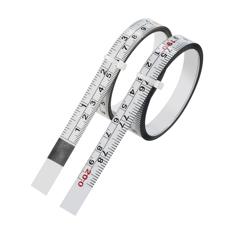 2 Packs 1/2-Inch Self-Adhesive Measuring Tape, 78 Inch or 200cm Peel and Stick Tape Measure, Imperial and Metric Scales, Left-Right Reading Ruler Tape for Workbench, Table Saw, Drafting Table, White 200cm or 78Inch