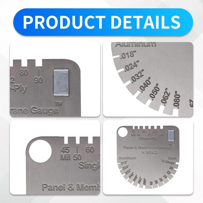 Upgraded Panel & Membrane Gauge Shingle - Stainless Steel Thickness Measuring Tool for Metal Roofing, Asphalt Shingles & Double Ply Membranes (1-Pack)