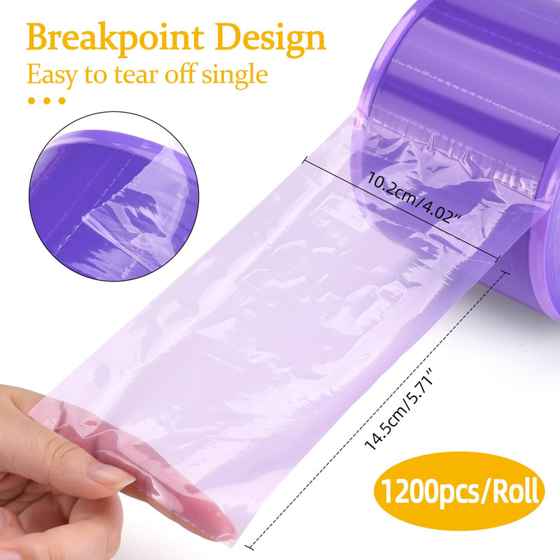 1200pcs Barrier Film Roll Disposable Tattoo Barrier Film Dental Barrier Film Perforated Adhesive Barrier Tape Sheets Tattoo Supplies (Purple) Purple