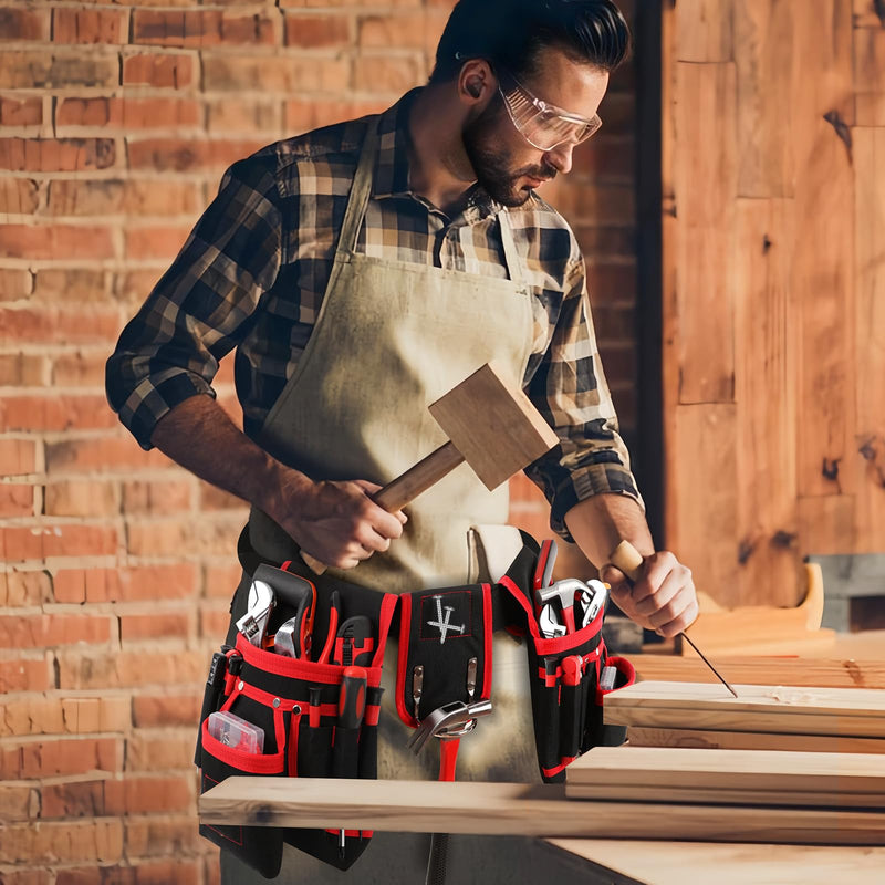 Tool Belt, Magnetic Tool Pouch with 26 Pocket Tool Belts for Men, Heavy Duty Adjustable Tool Pouch Bag, Detachable Utility Belt Tool Bags for Electrician, Carpenter, Construction