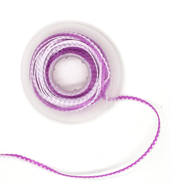 Dental Orthodontic Power Chain Mixed Color Spool Elastic Rubber Bands for Teeth Braces, 15ft/Roll (Purple&White, Closed) Purple&White