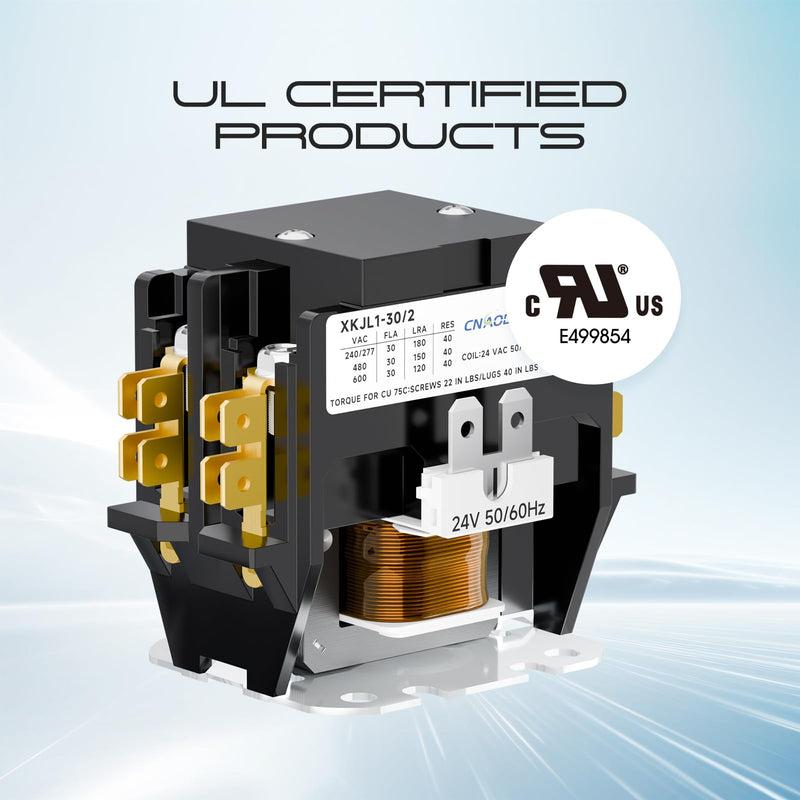 HVAC Contactor Air Conditioner Contactor 2 Pole 30 Amp 24V Coil Compatible with Condenser,Compressor,Air Conditioner,Refrigeration Systems,Heat Pump 2P 30A 24V