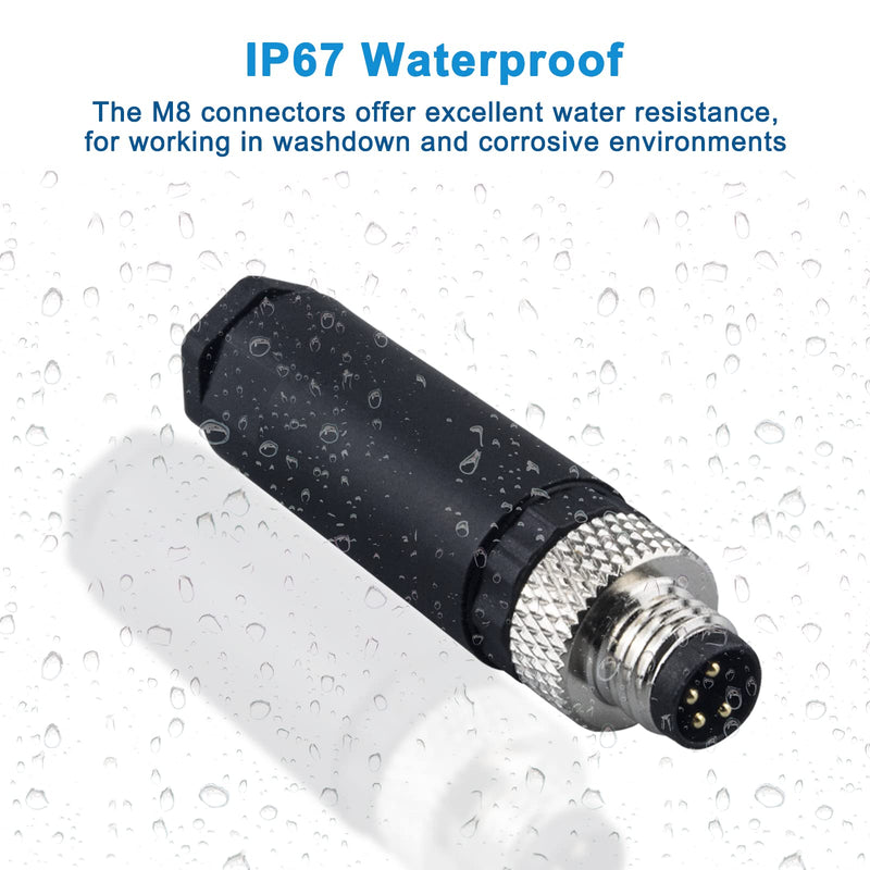 M8 4 Pin Male & Female Socket Panel Aviation Wire Connector,8mm Industrial Circular Sensor Connector,Outdoor Waterproof IP67 A Coding,4 Sets Male+Female