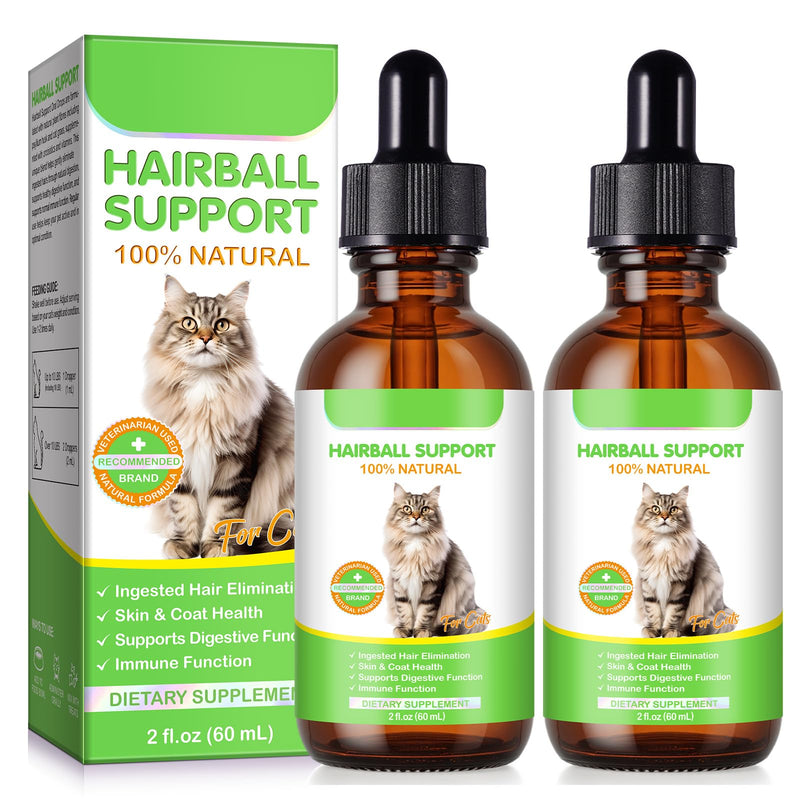 Hairball Relief for Cats, Natural Cat Hairball Treatment with Natural Ingredients & Vitamins - Kitten Furball Treatment, Supports Skin & Coat, Digestion, Immune Support for All Cats (2)