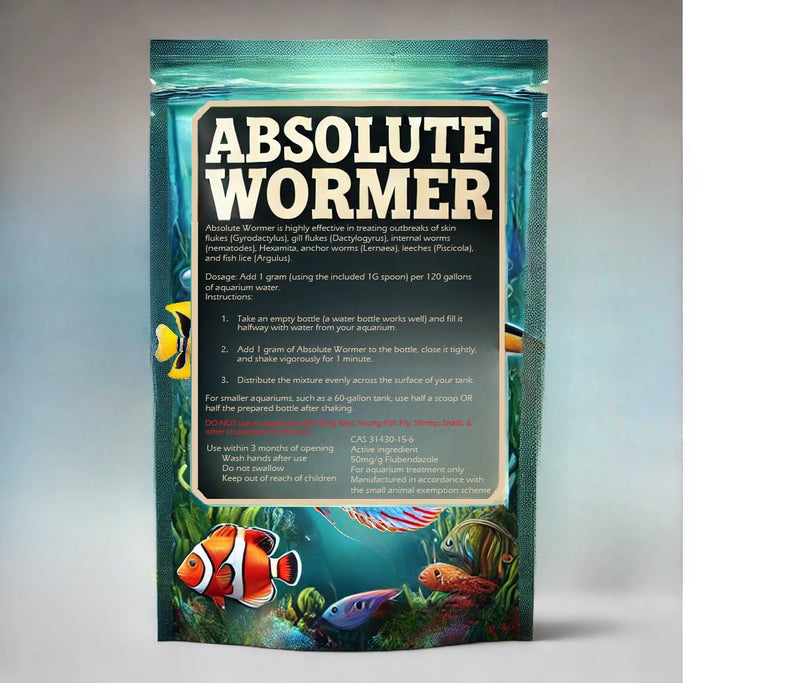 Freshwater and Saltwater Fish Powder Medication. with parasites and Flukes. (5G - Treats 600 GALLONS) 5 GRAMS