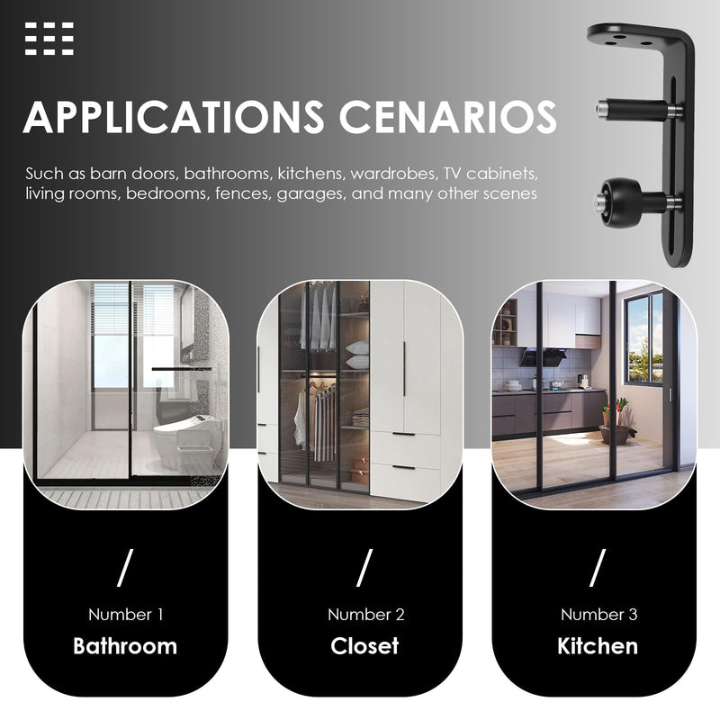 6 Pack Sliding Barn Door Floor Guide, Heavy Duty Carbon Steel Adjustable Roller Bottom Guide for Double Barn Doors, Easy Install Hardware Kit with Screws for Barn Door Bathroom Kitchen Closet Bedroom 6pcs