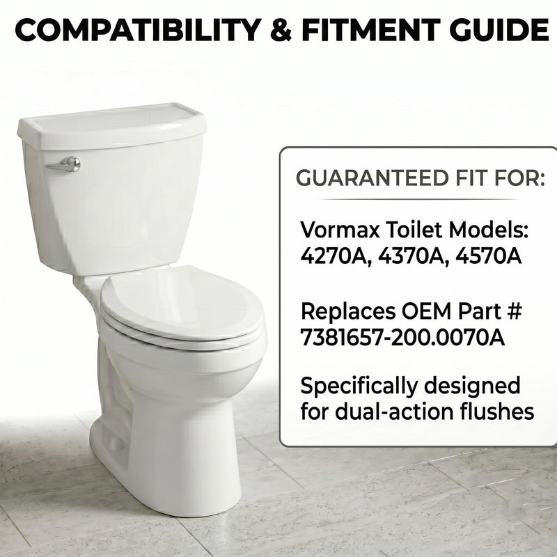 7381657-200.0070A Toilet Flapper Replacement Kit for American Standard Vormax, Compatible with 4270A 4370A 4570A Models, 3-Inch Dual Flapper with Silicone Seals, Teeter Bar & Metal Chain