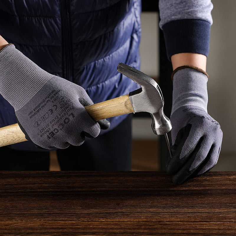 Safety Work Gloves MicroFoam Nitrile Coated-12 Pairs,Seamless Knit Nylon Gloves,Home Improvement,Micro-Foam Gloves 9/Large Grey-12 Pairs