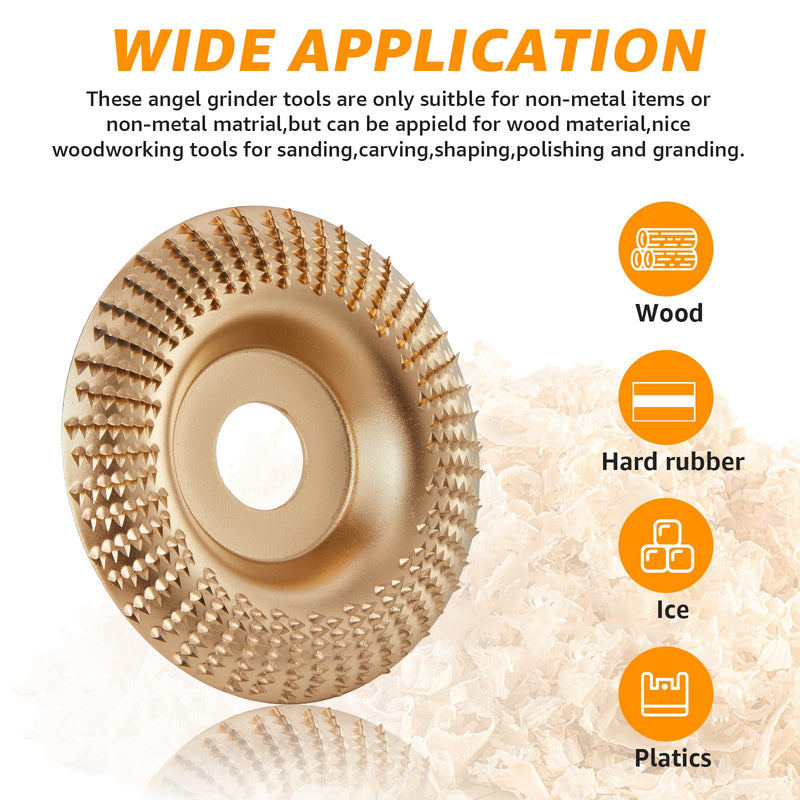 Upgraded 4 PCS Angle Grinder Wood Carving Disc Set, Angle Grinder Attachments Wood Shaping Disc Grinding Wheel Wood Cutting Carving for 4 1/2 inch with 5/8 & 7/8 Arbor (4PCS-Multifunction) 4PCS-Multifunction