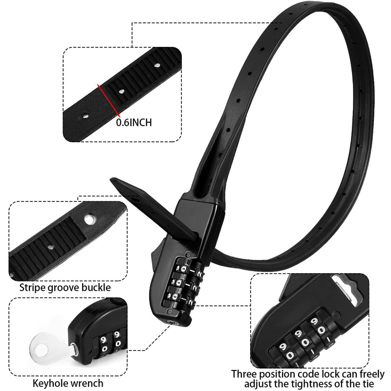 Qunclay Zip Tie Bike Combination Cabinet Refrigerator Locks Bicycle Cable Combo Multi Purpose Security Rack Motorcycle Helmet Lock for Ski French Door Outdoor 4 Black