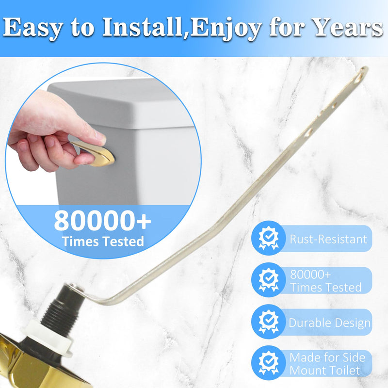 Toilet Handle Replacement Kit, Universal Side Mount Toilet Tank Flush Lever with Stainless Steel Flapper Chains Compatible with Kohler K-87115 Trip Lever, Polished/Shiny Gold Polished Gold