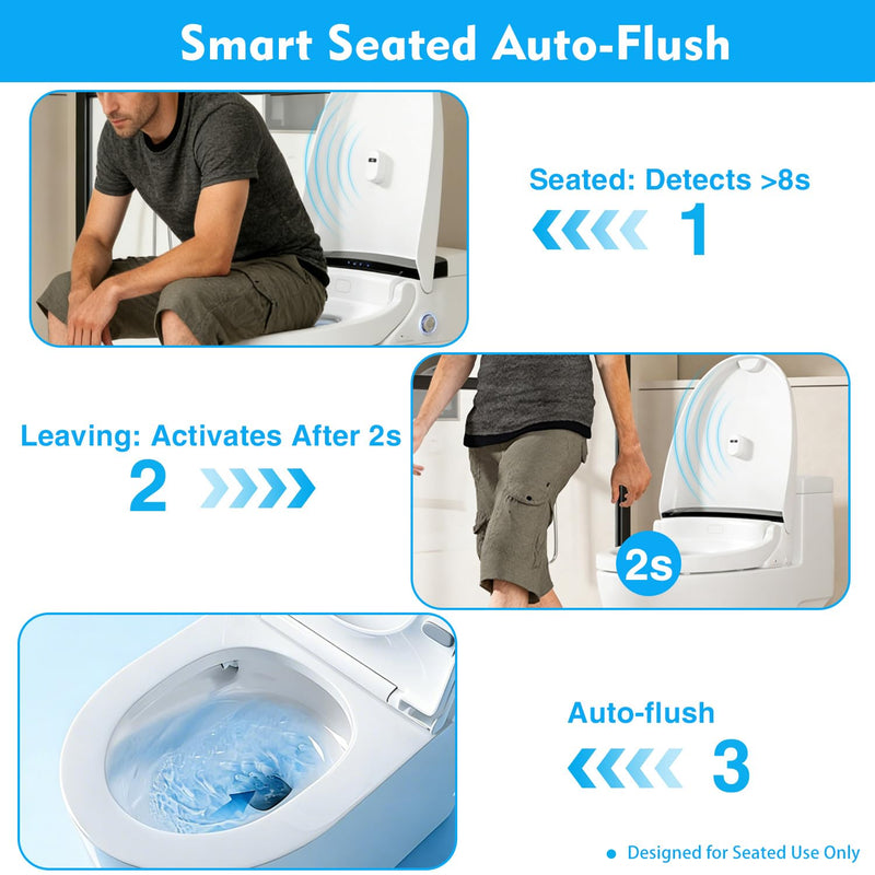 Automatic Toilet Flusher for Side, Front & Angled Mount Flapper Toilets | Touchless toilet flush kit with 12-16 in infrared sensing and rechargeable power while keeping the manual handle functional.