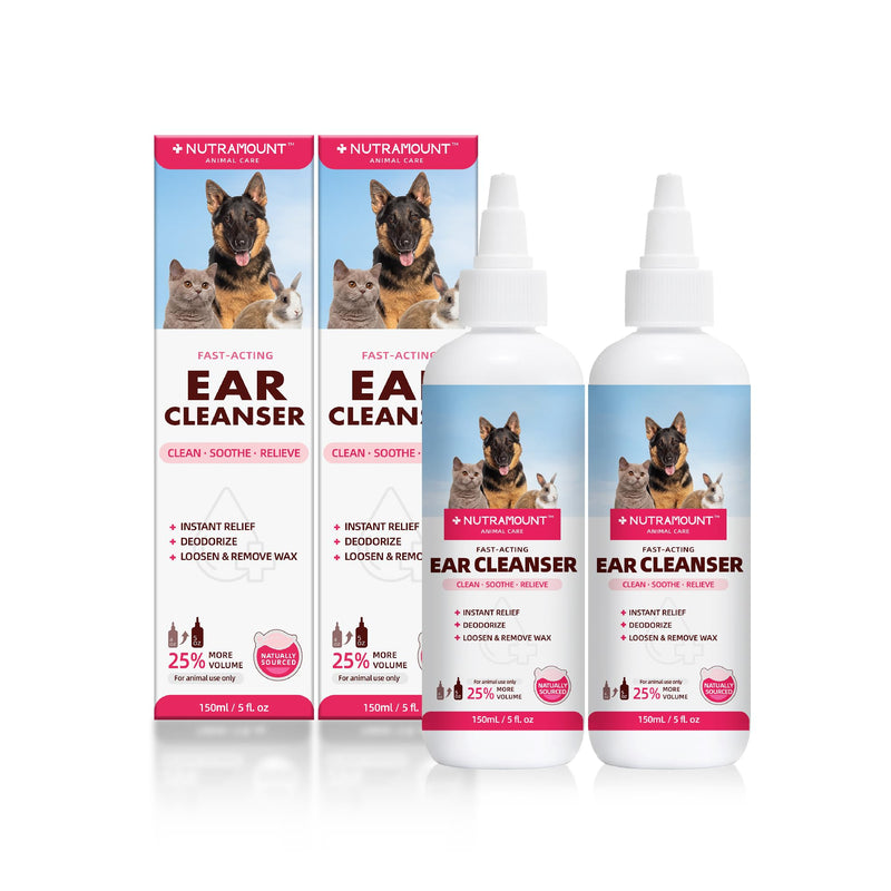 Ear Cleanser 150ml/5 fl.oz for Dogs, Cats and Livestock Cleanses Ear Canal Reduces Ear Odor Twin Pack 2 Pieces