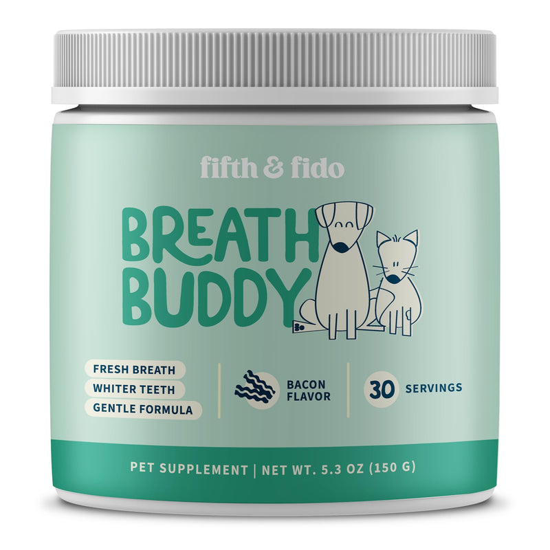 Breath Buddy Dog Dental Powder for Teeth Cleaning – Cat & Dog Breath Freshener, Helps Remove Plaque & Tartar, Gentle Formula for Sensitive Stomachs, Natural Ingredients, USA Made