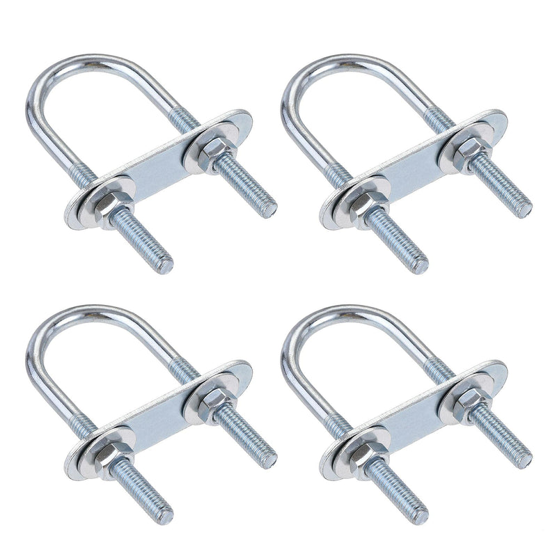 uxcell Round U-Bolts 4 Sets 1.34"(34mm) Inner Width 75mm Length Steel M6 with Nut, Plate, Washer M6x34mmx75mm