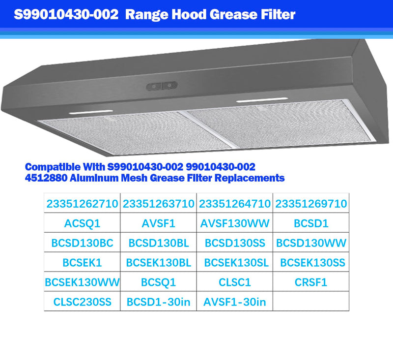 S99010430-002 Compatible with BR Range Hood Filter 13-7/8'' x 15-3/4" 4512880 Replacement Nu-tone Range Hood Filter 2 Pack HPF30 Grease Filter Upgrade 5-Layer Nutone Kitchen Exhaust Fan Filter Screen S99010430-002 Range Hood Filter