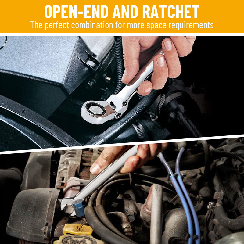 10mm Ratchet Wrench Flex Head: Box End Wrench 12Pt| Metric Ratcheting Combination Chrome Vanadium 10mm