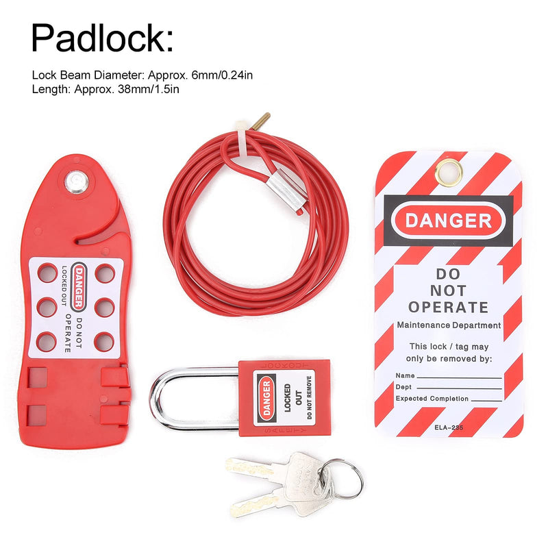 Cable Lockout Hasp, Fish Shaped Cable Lockout Hasp, Red Safety Padlock for Improving Maintenance Efficiency