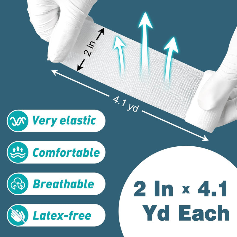 AZEN 40 Pack Gauze Rolls Bandages, 2 in x 4.1 Yards, Premium Medical Supplies & First Aid Supplies, Bandage Wrap Vet Wrap, Mummy Wraps B-40p