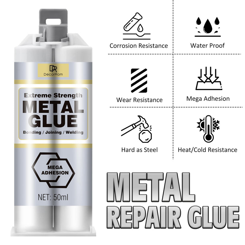 Metal Glue - 3.4oz 2 Part Metal Repair Glue, Heavy Duty Weld Metal to Metal Epoxy Glue for Metal, Plastic, Steel, Ceramics - Waterproof All Purpose Epoxy Adhesive for Welding Aluminum, Tiles, Sealing