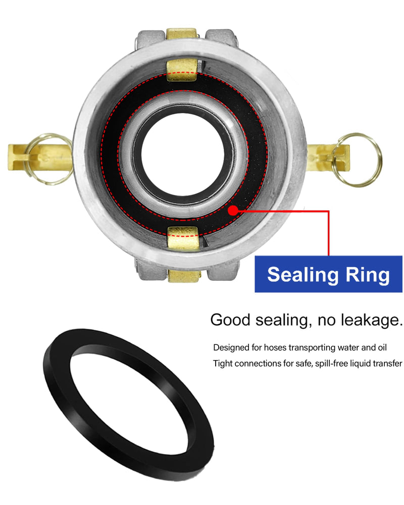 Camlock Fitting Type DD, 2" x 2" Cam Lock with Gasket Seal, Cam and Groove Spool Coupler for Hydraulic Oil Refrigeration Oil Water (2" Female x 2" Female) 2" Female x 2" Female