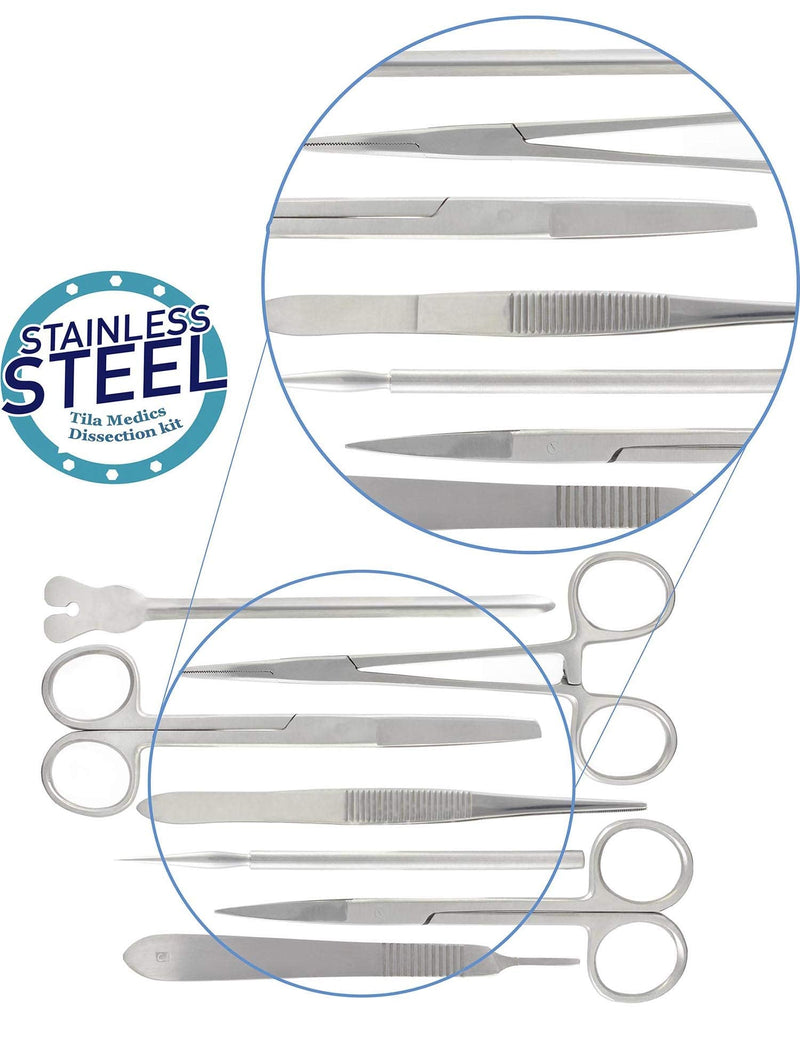 22Pcs Advanced Dissection Kit for Medical Biology & Veterinary Students- Anatomy Lab Botany Animal Frog etc Dissecting Kit. Premium Stainless Steel Scalpel Knife Handle-11 Blades