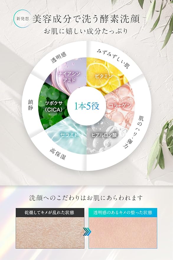 kikimate Enzyme Facial Cleansing Cream, Vitamin C, Moisturizing, 4.2 oz (120 g), Niacinamide, Ceramide, CICA, Facial Cleansing Foam, Pores, Blackheads, Square Plug, Care, Sensitive/Dry Skin, - NewNest Australia