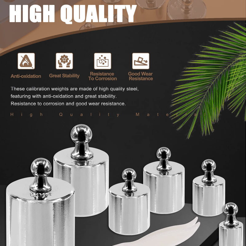 7Pcs 5 Sizes 5g 10g 20g 50g 100g Precision Steel Scale Calibration Weight Kit Test Weights Kits with Tweezers for Jewellery Scale and Digital Balance Scale Laboratory 200g Assortment Kit - NewNest Australia