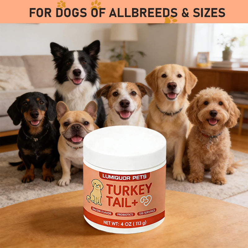 Lumiquor Tu-rk-ey Tail for Dogs, Lumiquor Tu-rk-ey Tail Mushroom Powder, Support Your Mature Dog’s Immunity, Gut, Skin, (1pcs) 1pcs