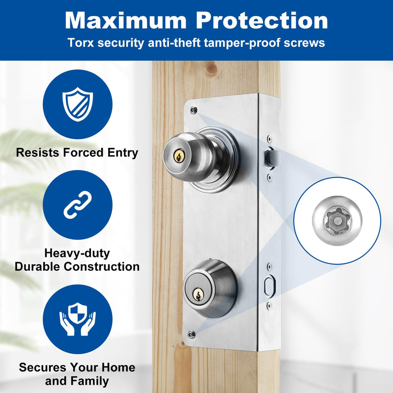 2025 Upgraded U 10539 Stainless Steel Lock and Door Reinforcement Plate for 1-3/4 inch Thickness, 2-3/8 inch Backset, and 2-1/8 inch Bore (Single Pack)