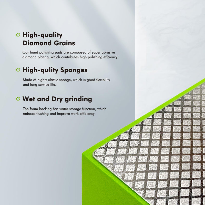 Diamond Hand Polishing Pads, Diamond Sanding Pads for Ceramic Tile Glass Stone Granite Wood Marble Metal, 4PCS Foam Backing Grinding Blocks Grit 60#,100#,200#,400#, Tile Tools