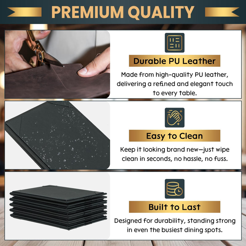 5" × 7" Table Tents, Leatherette PU Leather Double-Sided Menu Holders Menu A-Frame Sign Holders, 2 Side Menu Covers for Restaurant Coffee Cafe Bar Drink Dessert 5 Pack 5" × 7"