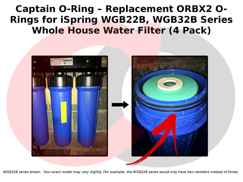 Captain O-Ring – Replacement ORBX2 O-Rings for iSpring WGB22B, WGB32B Series Whole House Water Filter (4 Pack)
