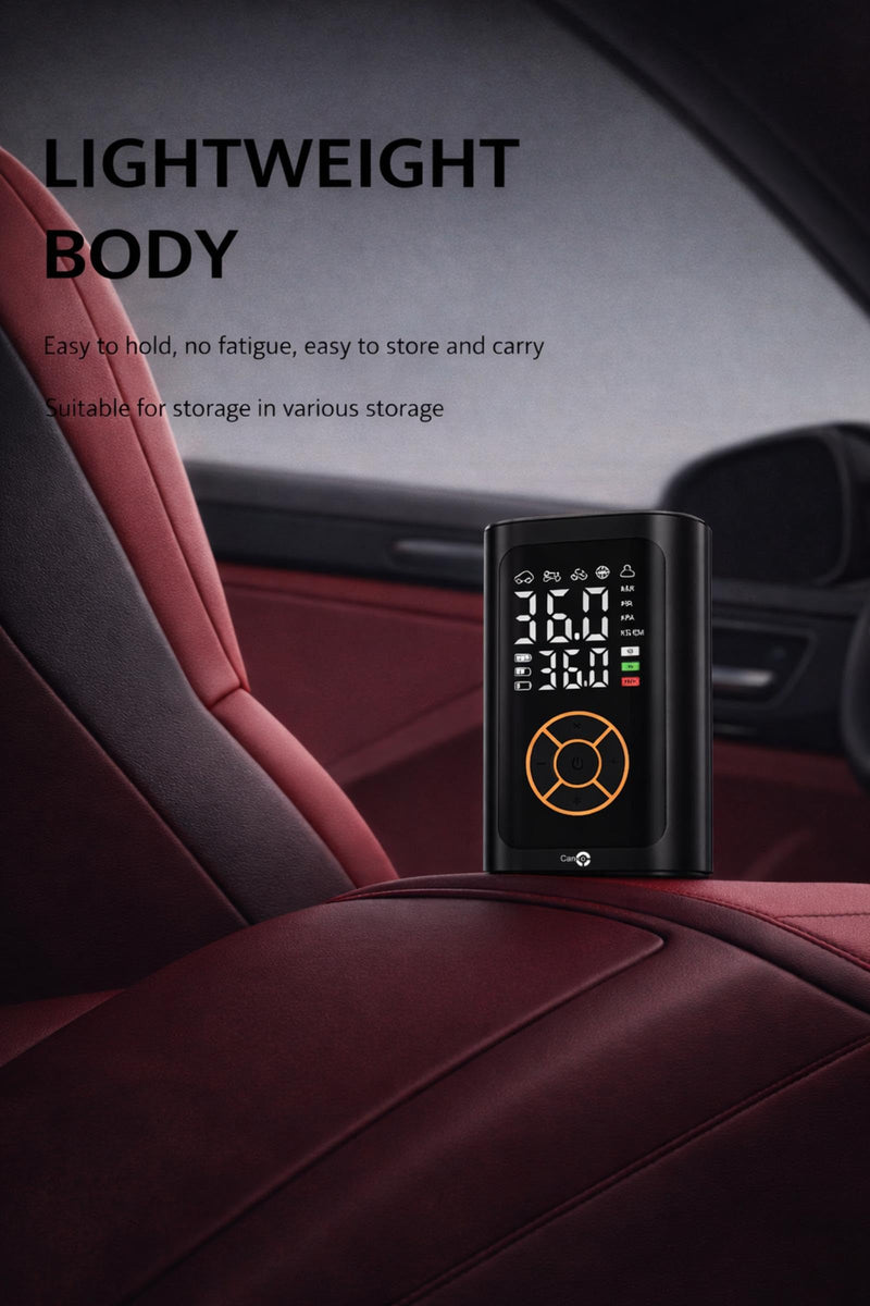 Tire Inflator Portable Air Compressor, 150PSI Fast Inflation Cordless Air Pump, Rechargeable Battery, Digital Pressure Gauge, LCD Dual Screen, LED Light, Auto Shut-Off, for Car, Motorcycle, Bike, Ball