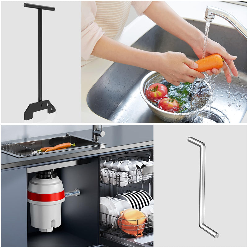 Garbage Disposal Wrench, Garbage Disposer Unjamming Wrench with 2 PCS Garbage Disposal Allen Wrench Tool, Designed to dislodge jams or clutter from above the sink -Black