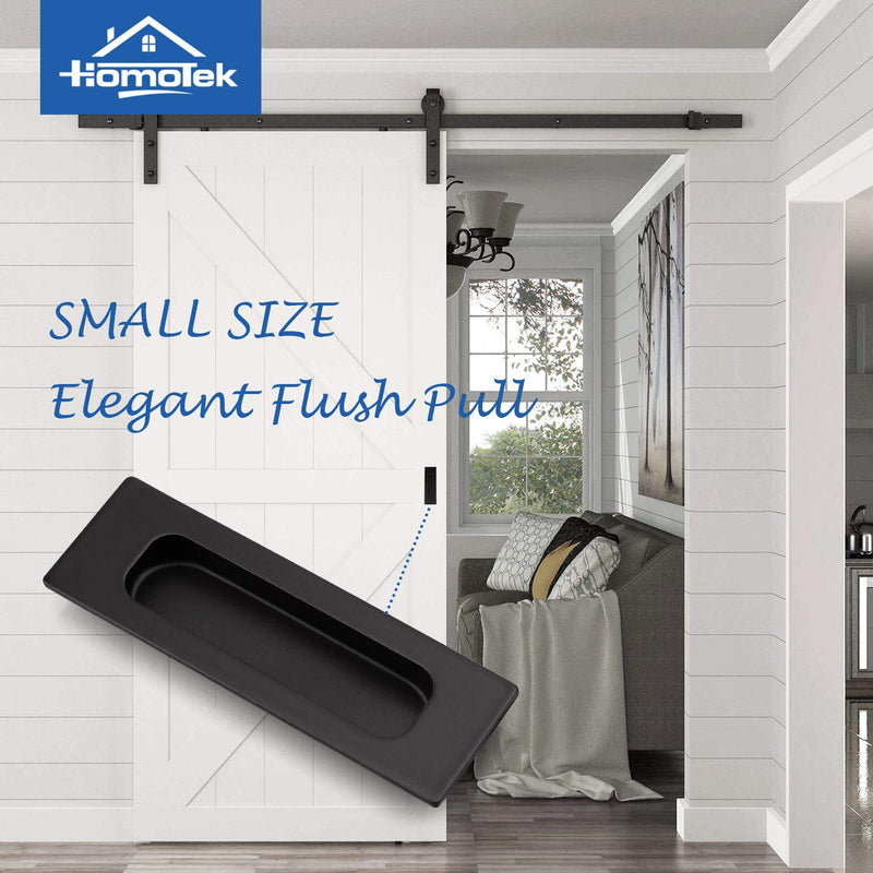 HOMOTEK 4 Pack 120mm Flush Sliding Closet Door Pulls, Recessed Finger Pulls for Sliding Barn Bypass Door Handles, Cabinet Drawer Rectangular Invisible Pull- Small Size 4.75 in, Black Small-12cm 4Pack-Black