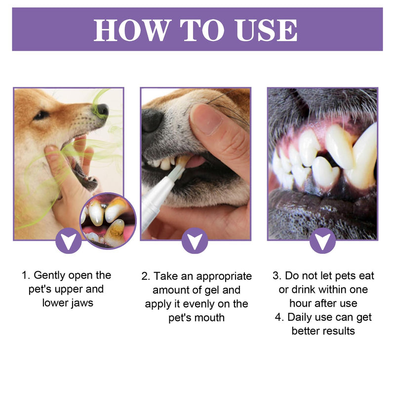Pet Oral Repair Gel, Dog Oral Repair Gel, 2Pcs Pet Breath Freshener for Cats and Dogs, Removes Tartar, Keeps Breath Fresh, Strengthens Teeth, No Brushing Oral-Care Cleaner, 3ML