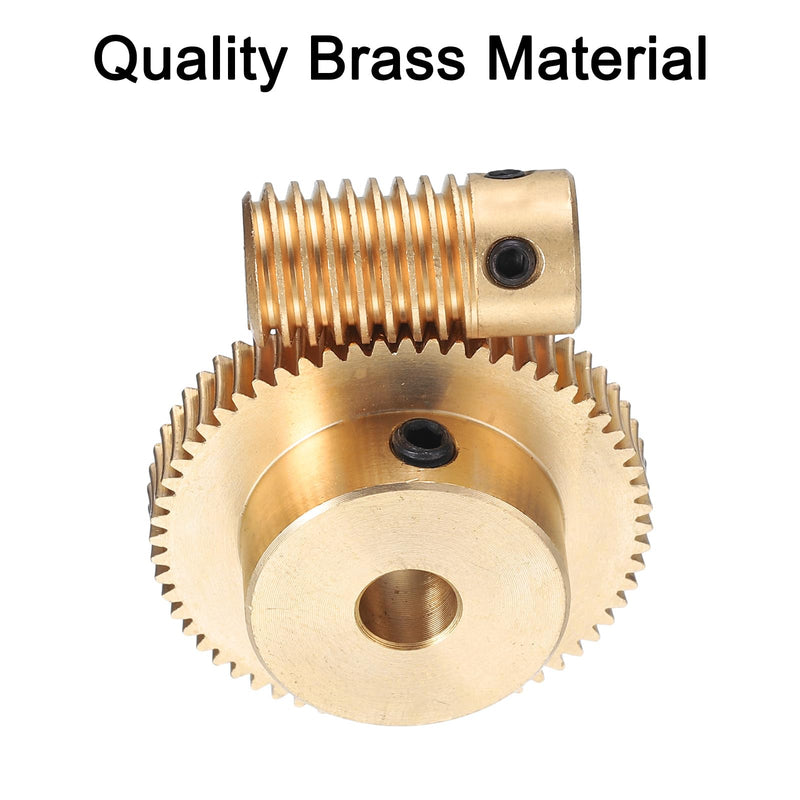 uxcell Worm Gear Set - 0.5 Module 60:1 Reduction Rate 5mm Hole Dia Gear Shaft and 6mm Hole Dia Gear Wheel 60T Drive Gear Box (Brass)