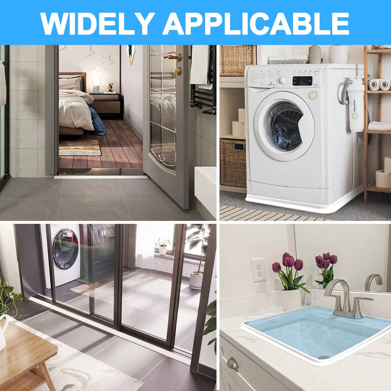 Duzzy 67 Inch Collapsible Shower Water Dam, Shower Threshold Water Stopper Barrier and Retention System and Keeps Water Inside Threshold Dry and Wet Separation, Suitable for Bathroom & Kitchen White - NewNest Australia