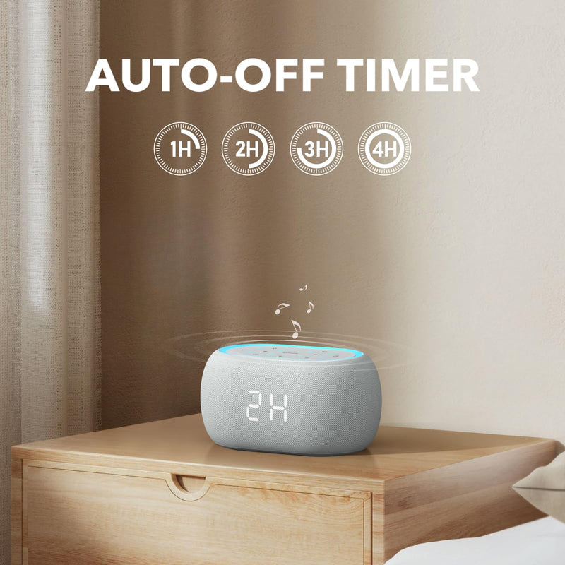 ANJANK White Noise Sound Machine Alarm Clock with Bluetooth Speaker, 21 Relaxing Sounds, 7 Night Lights,0-100% Dimmer/Sleep Timer/30-Level Volume Control,Sound Machine for Kids Adults Sleeping,Bedroom A-grey