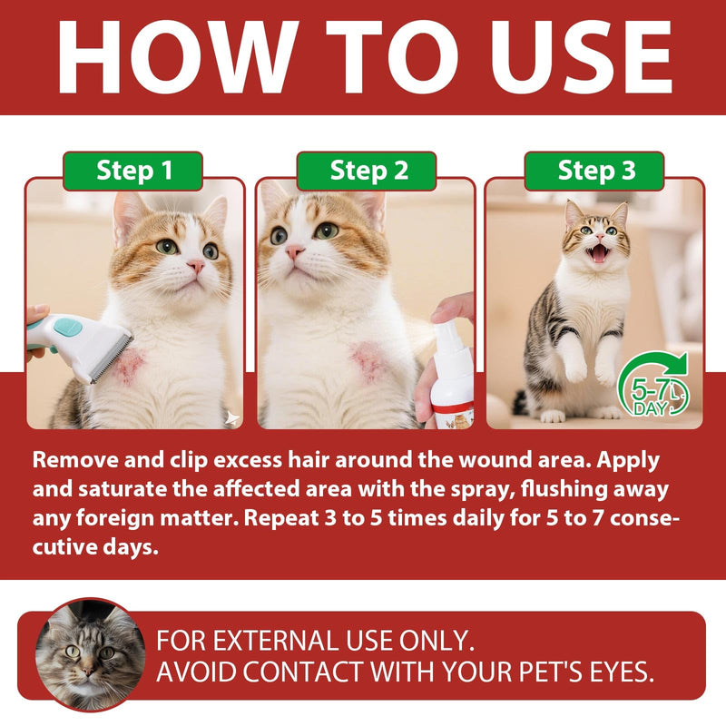 VOSIFSDIY Hot Spot Spray for Cats, Itch Relief for Cats, Relieve Irritated Skin, Long Lasting Moisturizing, Emotional Soothing,Pure Plant-Based Ingredients-100ml(2PCS) 2PCS